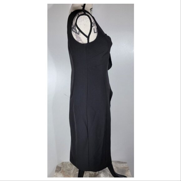 Vince Camuto Black Sheath Dress with Asymmetrical Ruffle Detail, Womens Size 4 - Picture 5 of 9